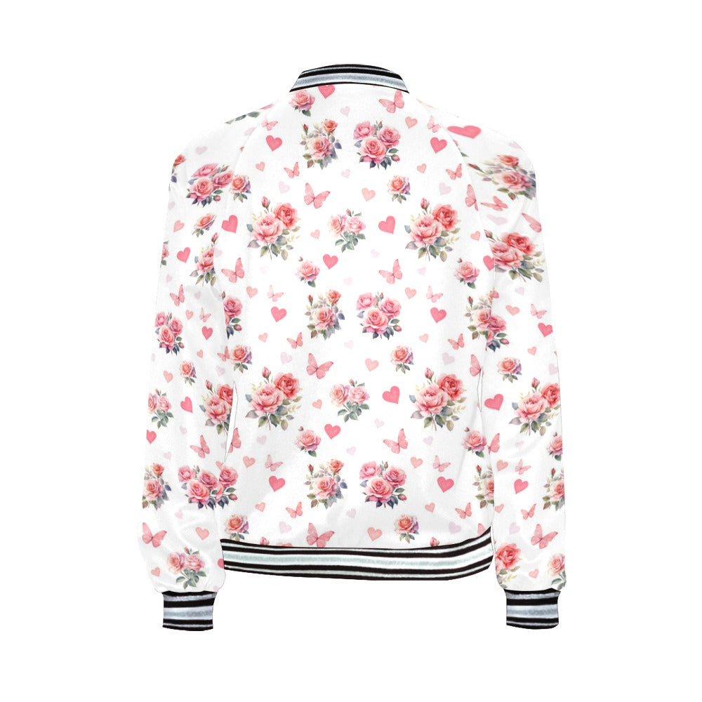 Coquette Butterflies and Roses Bomber Jacket for Women