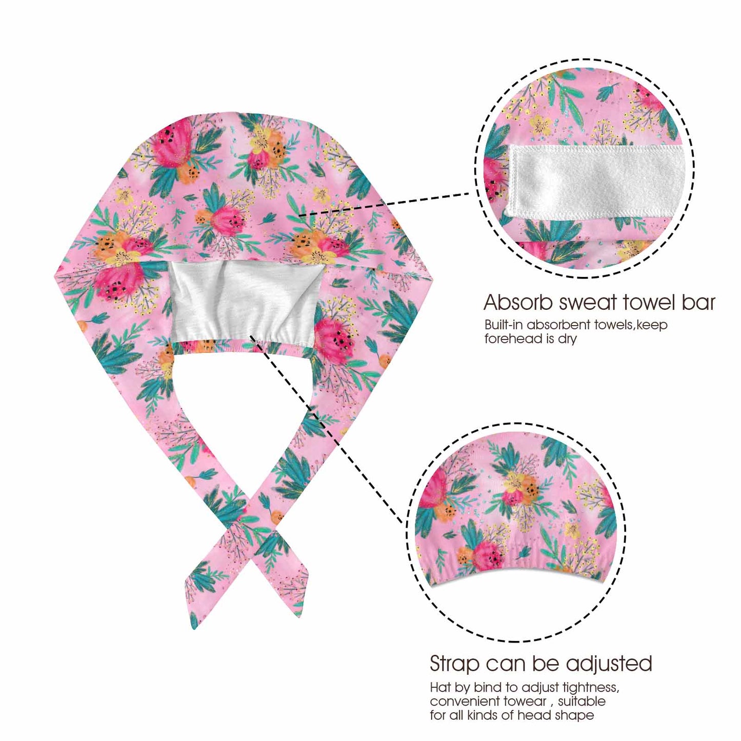 Nurse Scrub Cap Australian Floral Pink  Scrub Cap