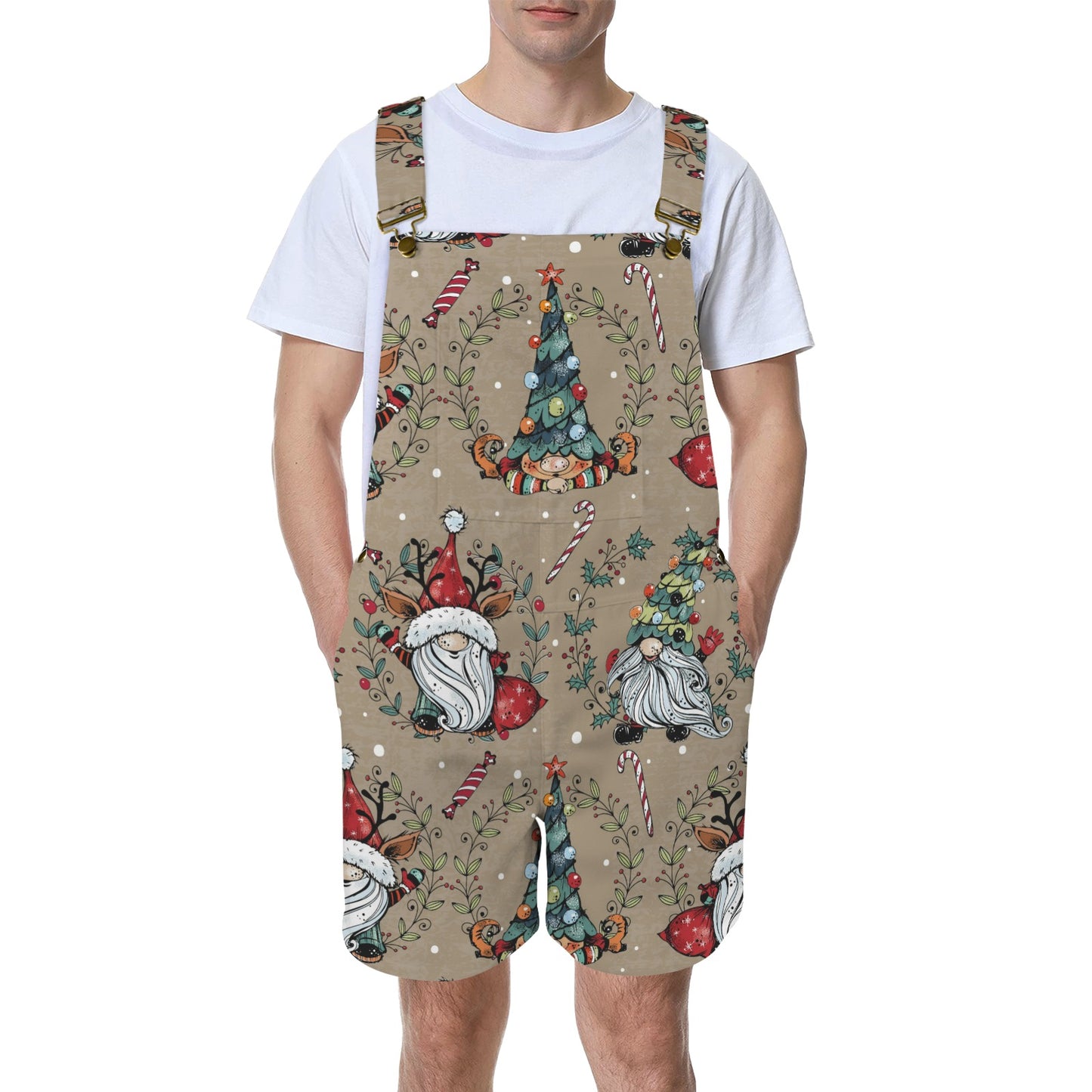 Whimsical Christmas Wreaths Emerson Easy-Wear Jumpsuit Unisex Shorts Suspender Jumpsuit