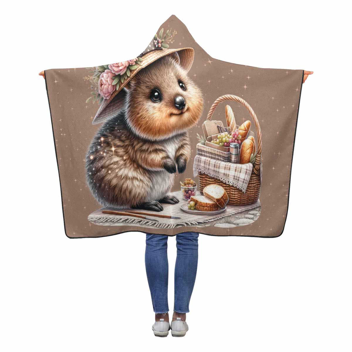 Australian Animal Quokka Awd1330  Hooded Blanket 60"x50"