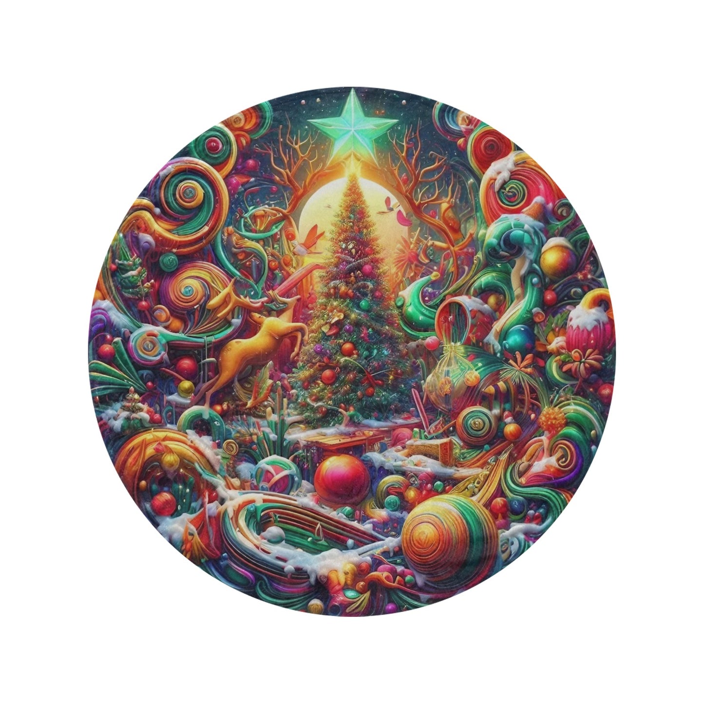 Christmas Scene Circular Micro Fleece Blanket