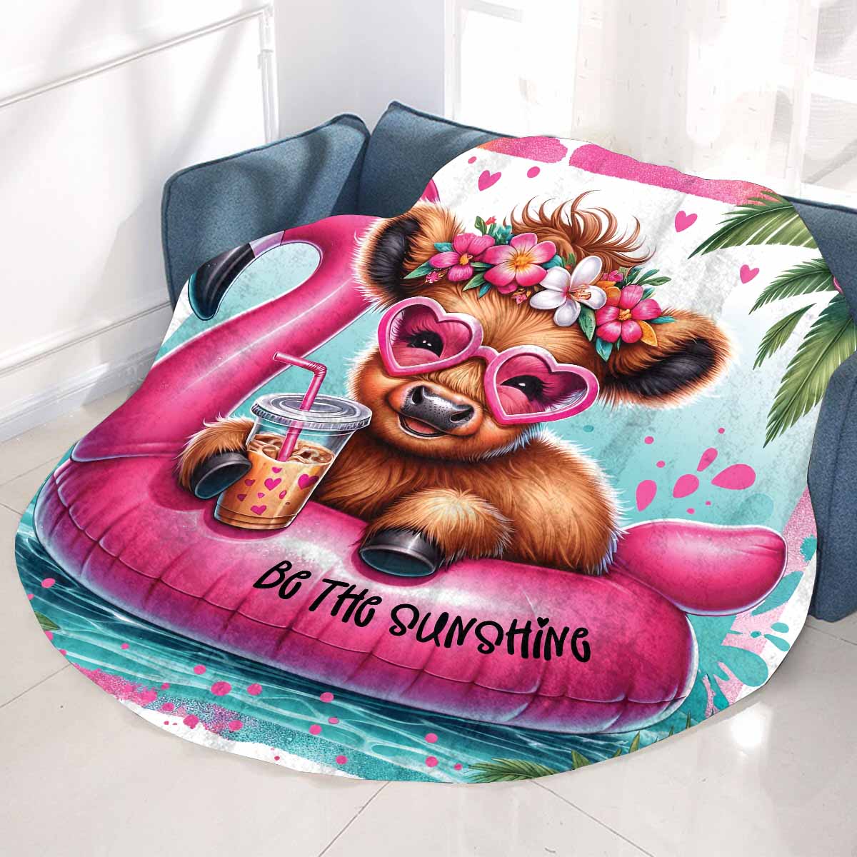 Highland Cow Awd35112  Circular Micro Fleece Blanket 60"