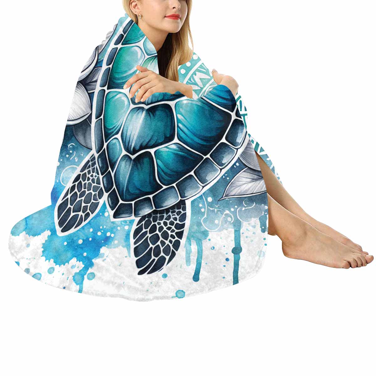 Turtle_Awd35195  Circular Micro Fleece Blanket 60"