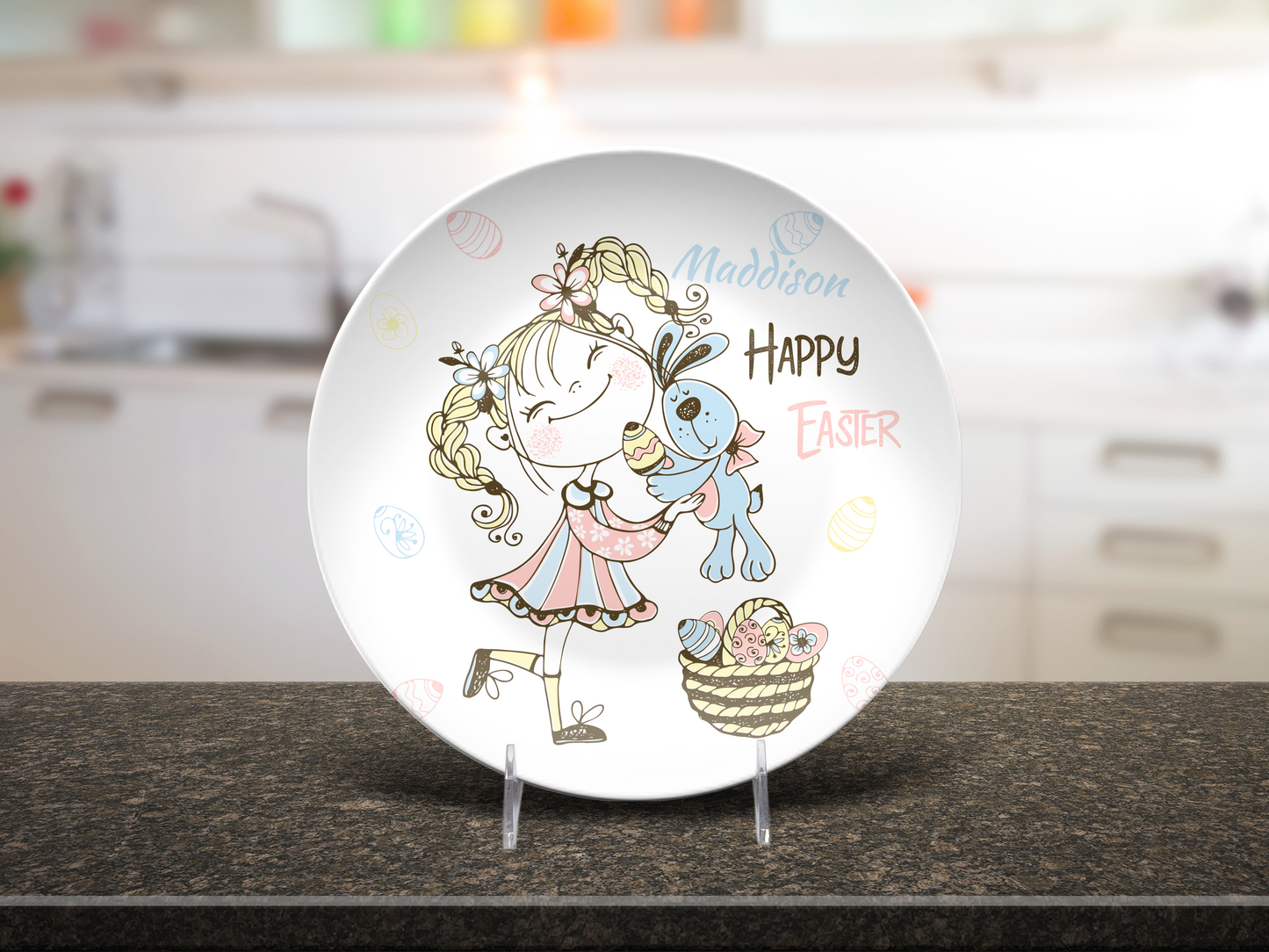 Whimsical Girl Personalised Easter Plate