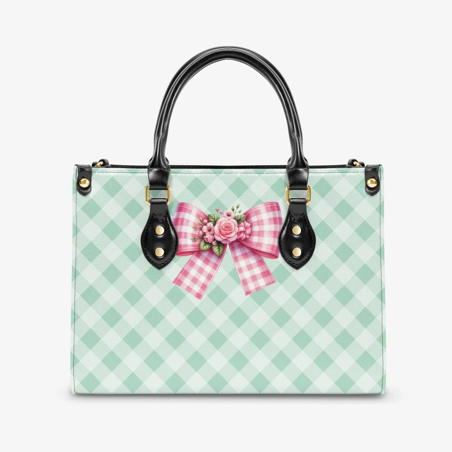 Women's Tote Bag - Rockabilly - Green Ribbon Plaid