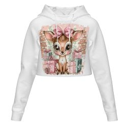 Women's All Over Print Cropped Hoodie (DLM) Hooded hoodie