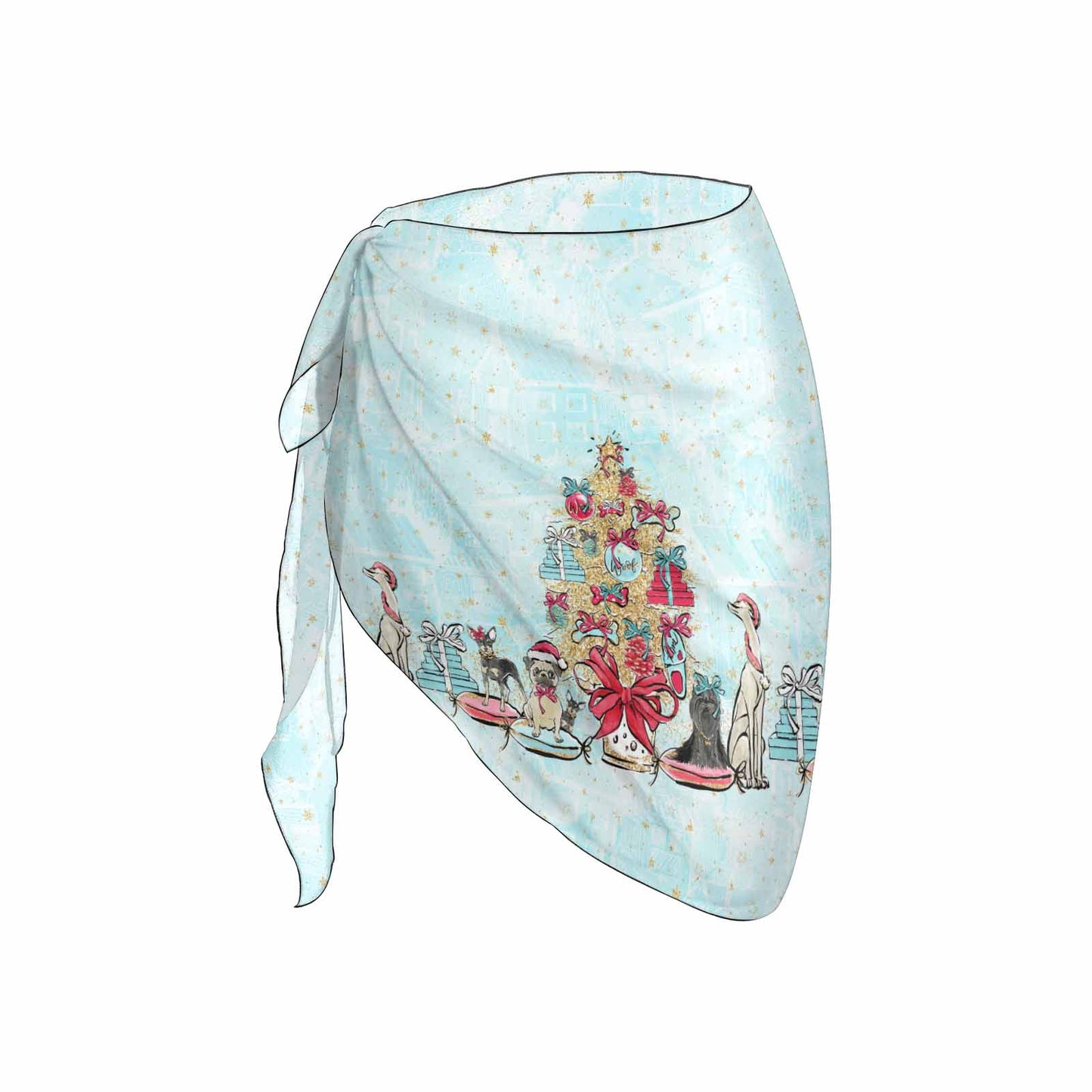 Doggie Christmas Tree  Women's Beach Sarong Wrap