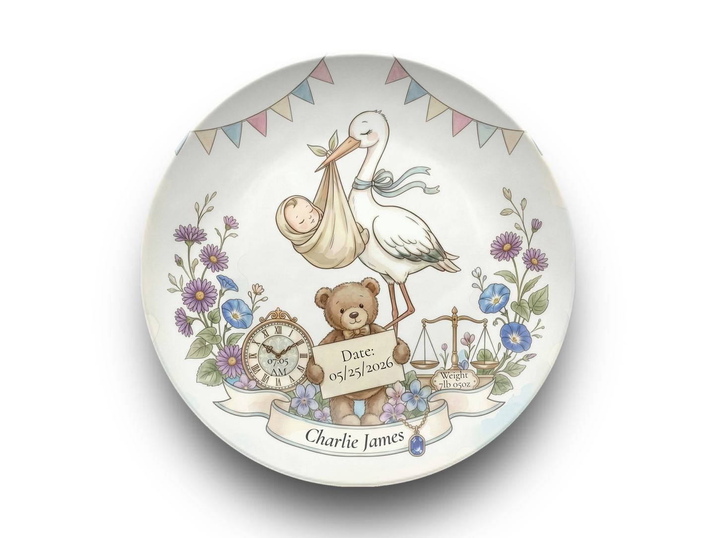Personalised Baby Keepsake Plate | Birth Details Plate | Newborn Gift | Custom Baby Name Plate | Baby Shower Gift | First Birthday Keepsake