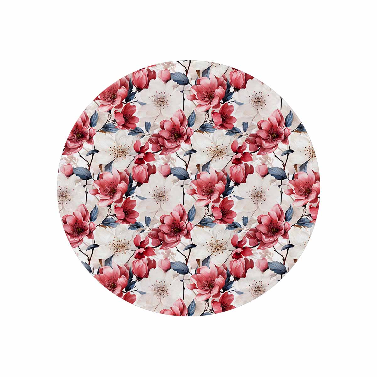 Pink Floral Small  Circular Micro Fleece Blanket 60"