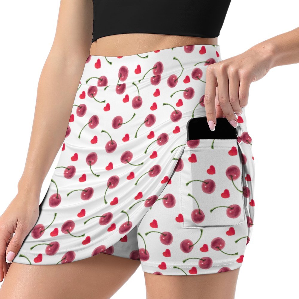 Cherries A-Line Skirt with Pocket Light proof trouser skirt