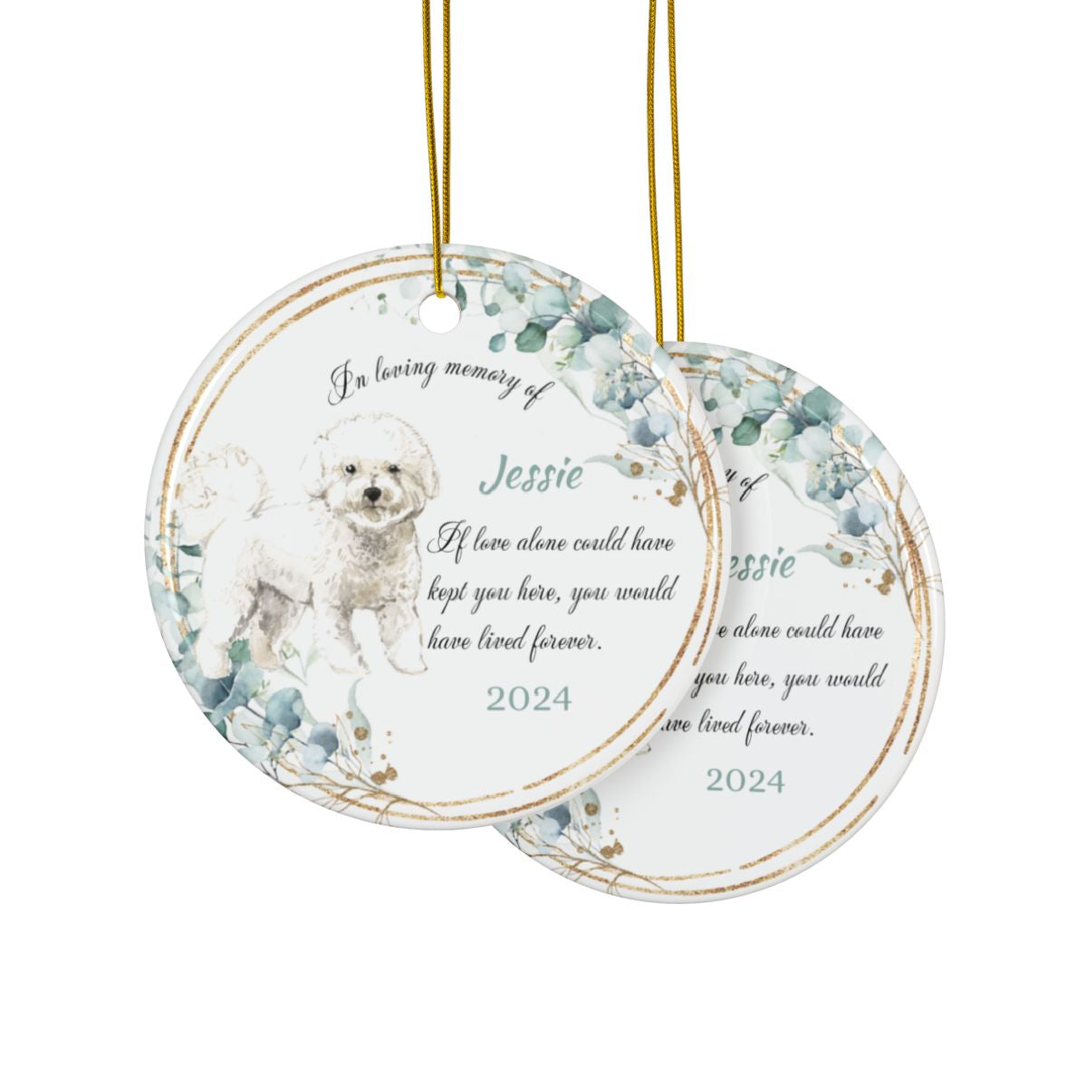 Bichon Memorial Ornament, Personalized Pet Keepsake, Custom Dog Remembrance, Ceramic Christmas Decor, Pet Loss Gift, Holiday Tree Ornament