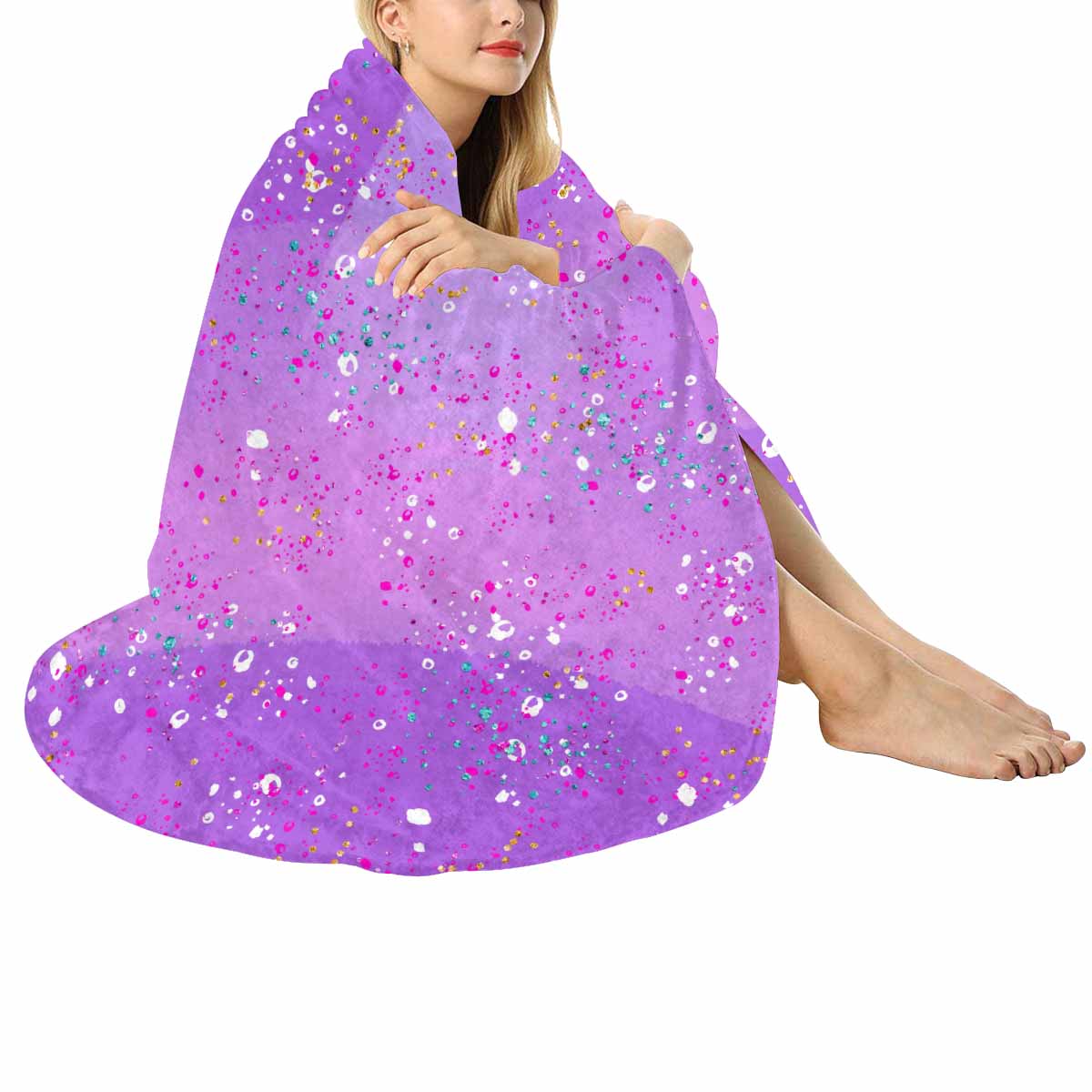 Purple Splash  Circular Micro Fleece Blanket 60"