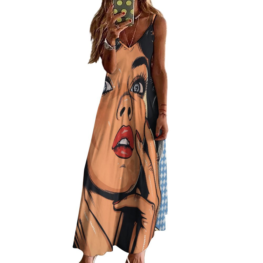 Pop Art Spaghetti Strap Ankle-Length Dress Long dress