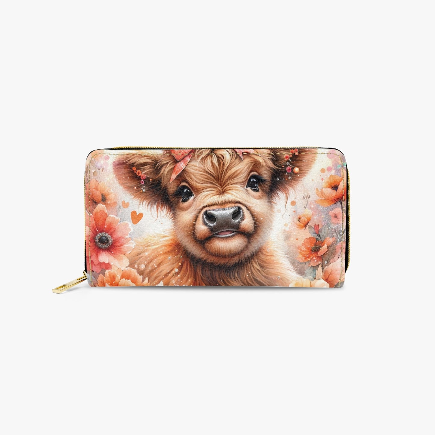 Long Type Zipper Purse - Highland Cow