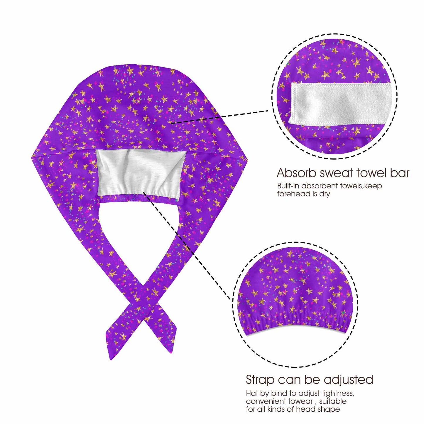 Purple Stars  Scrub Cap