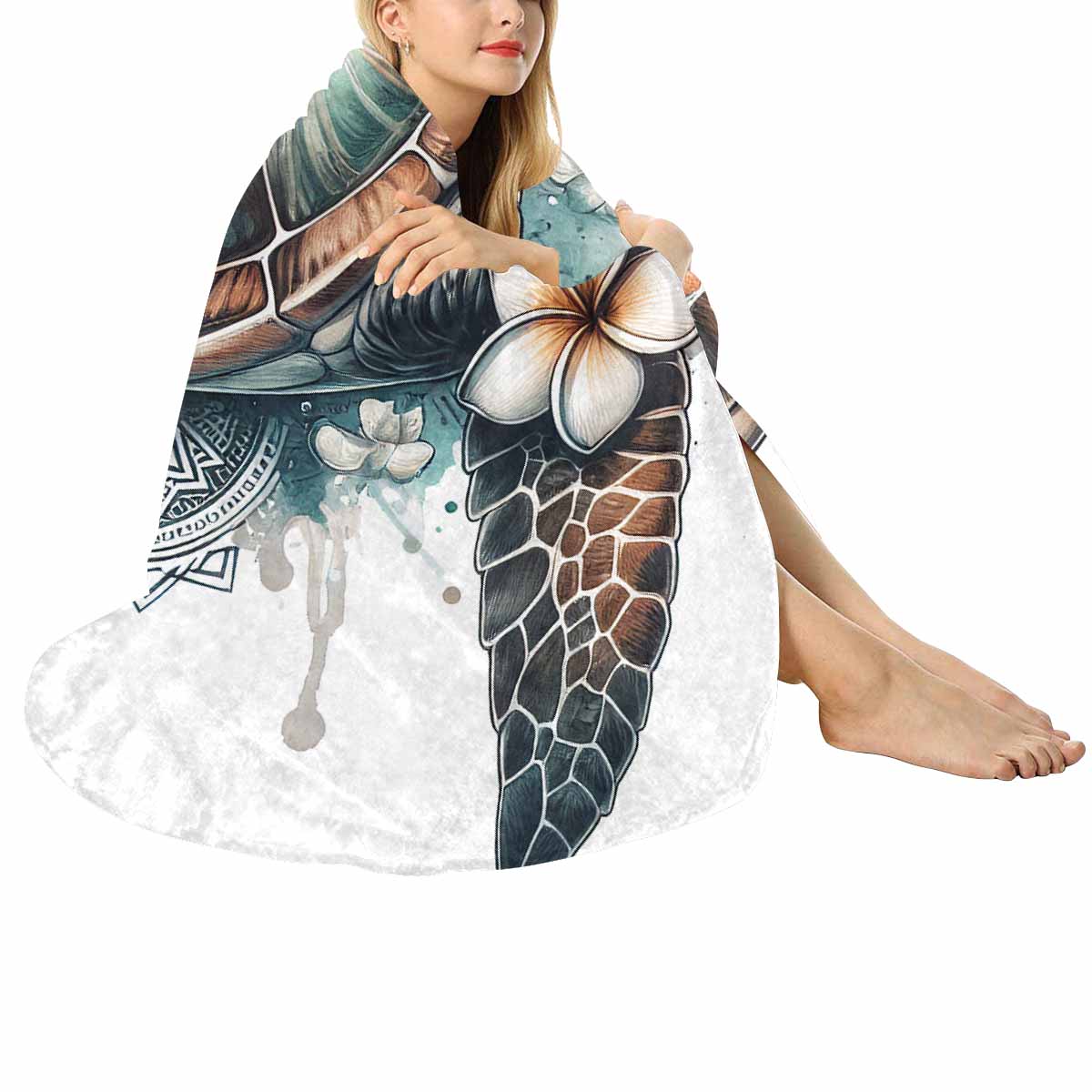 Sea_Animals_Turtle_Awd351101  Circular Micro Fleece Blanket 47"