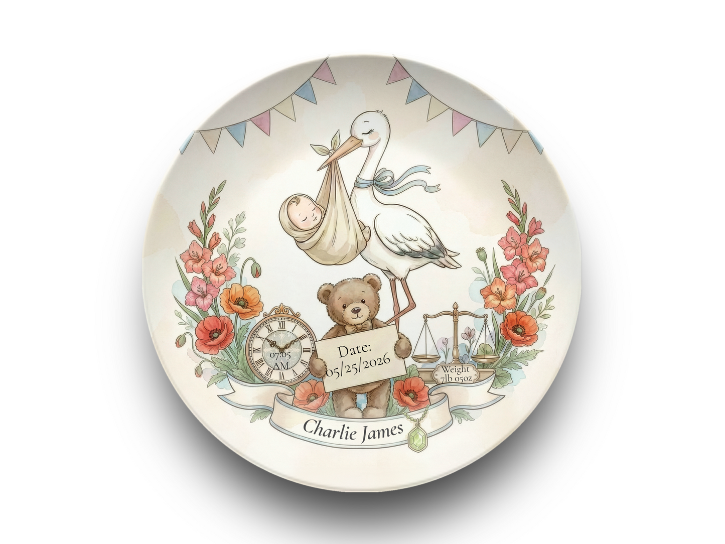 Personalised Baby Keepsake Plate | Birth Details Plate | Newborn Gift | Custom Baby Name Plate | Baby Shower Gift | First Birthday Keepsake