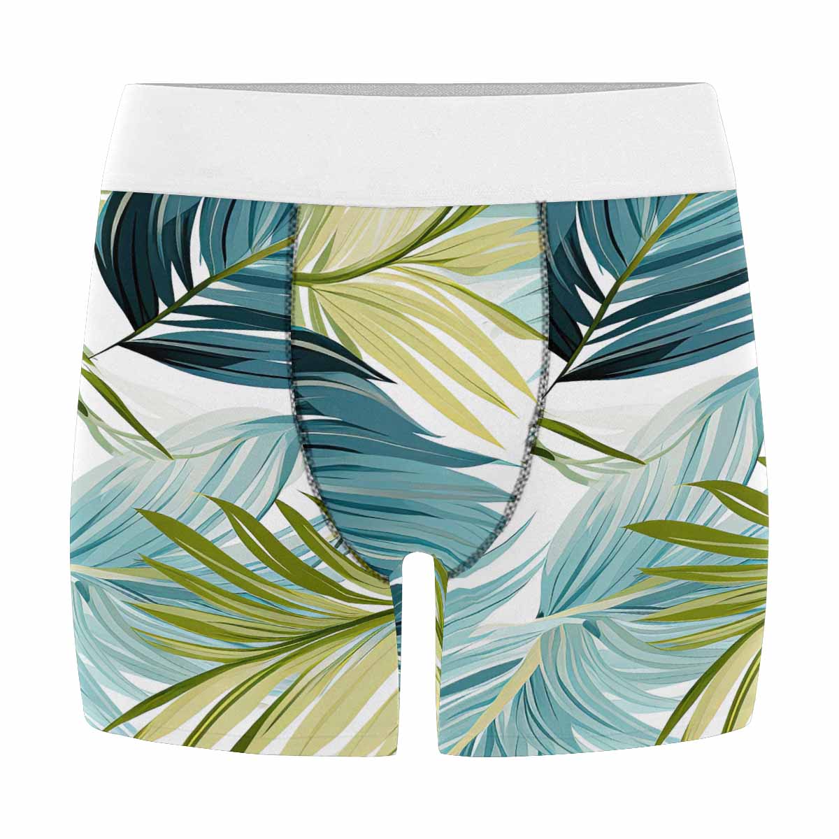 Palm Leaves Blue Green Men's All Over Print Boxer Briefs(Made In AUS)