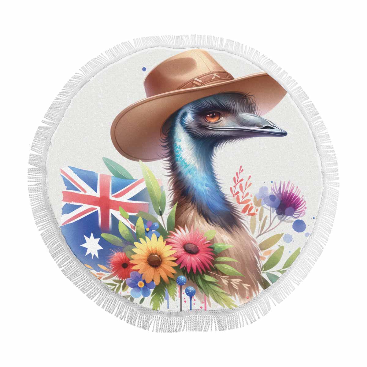 Australian Animals Emu Awd1321  Circular Beach Shawl 59"