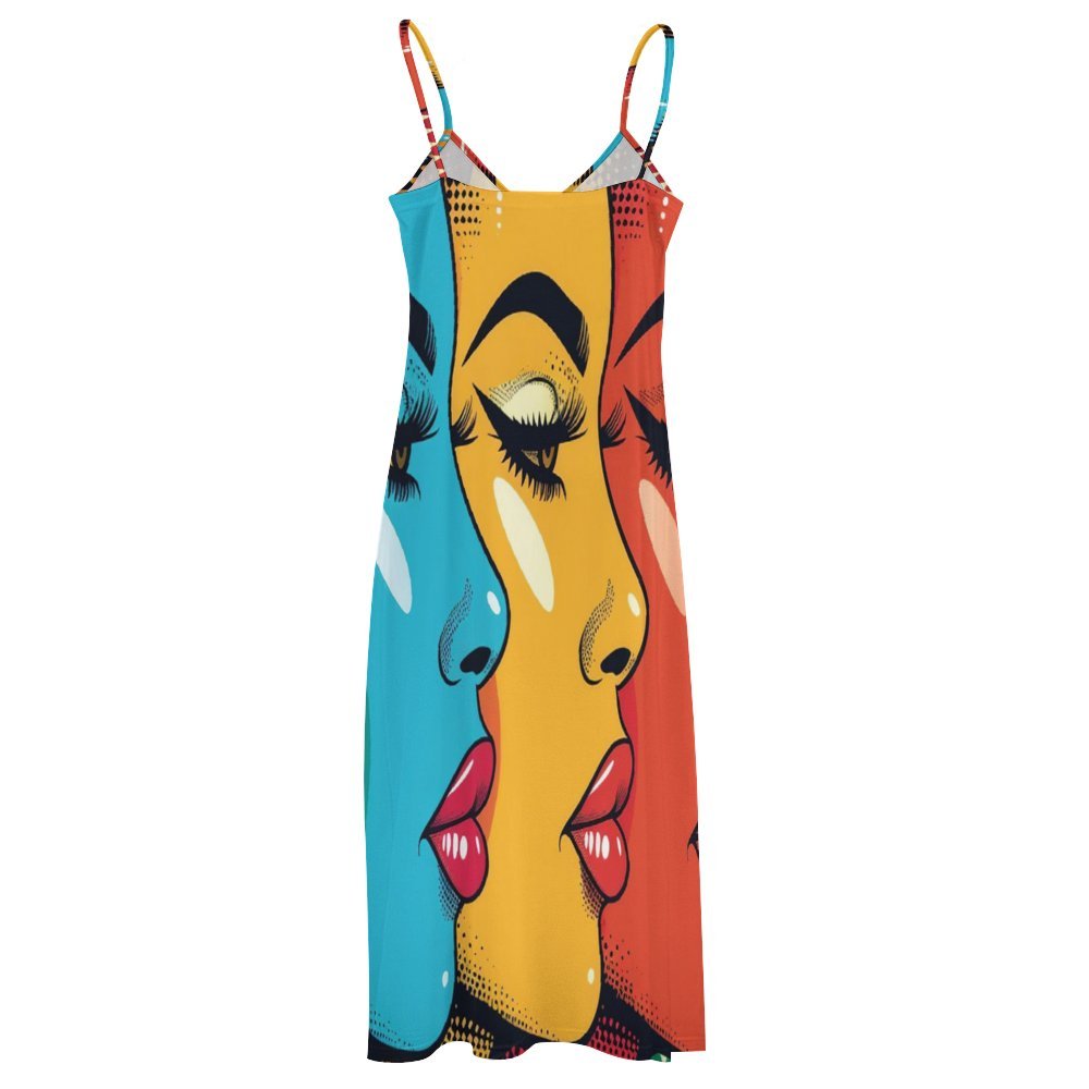 Pop Art Spaghetti Strap Ankle-Length Dress Long dress