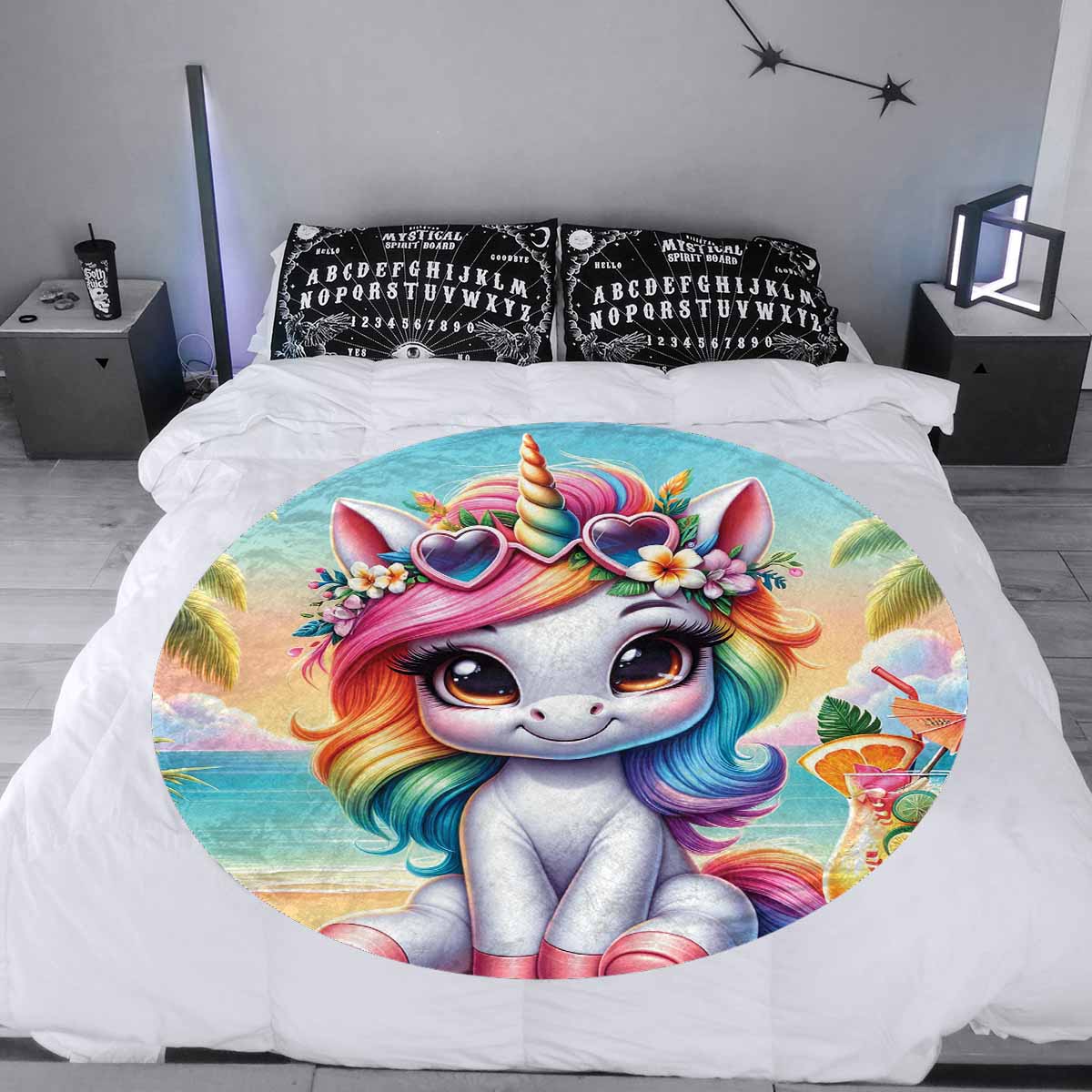 Unicorn_Awd35125  Circular Micro Fleece Blanket 60"