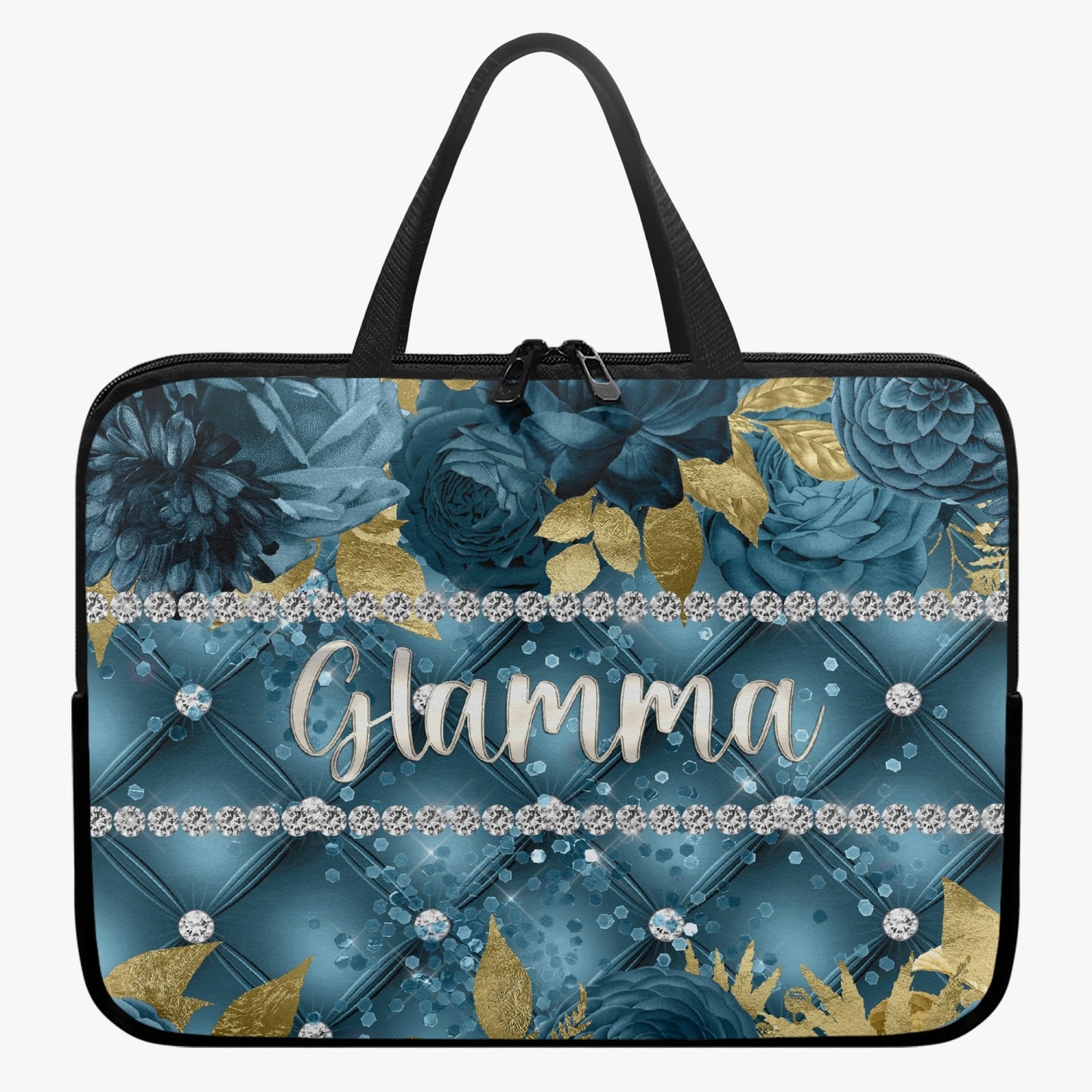 Laptop Sleeve with handles - Teal Floral - Glamma