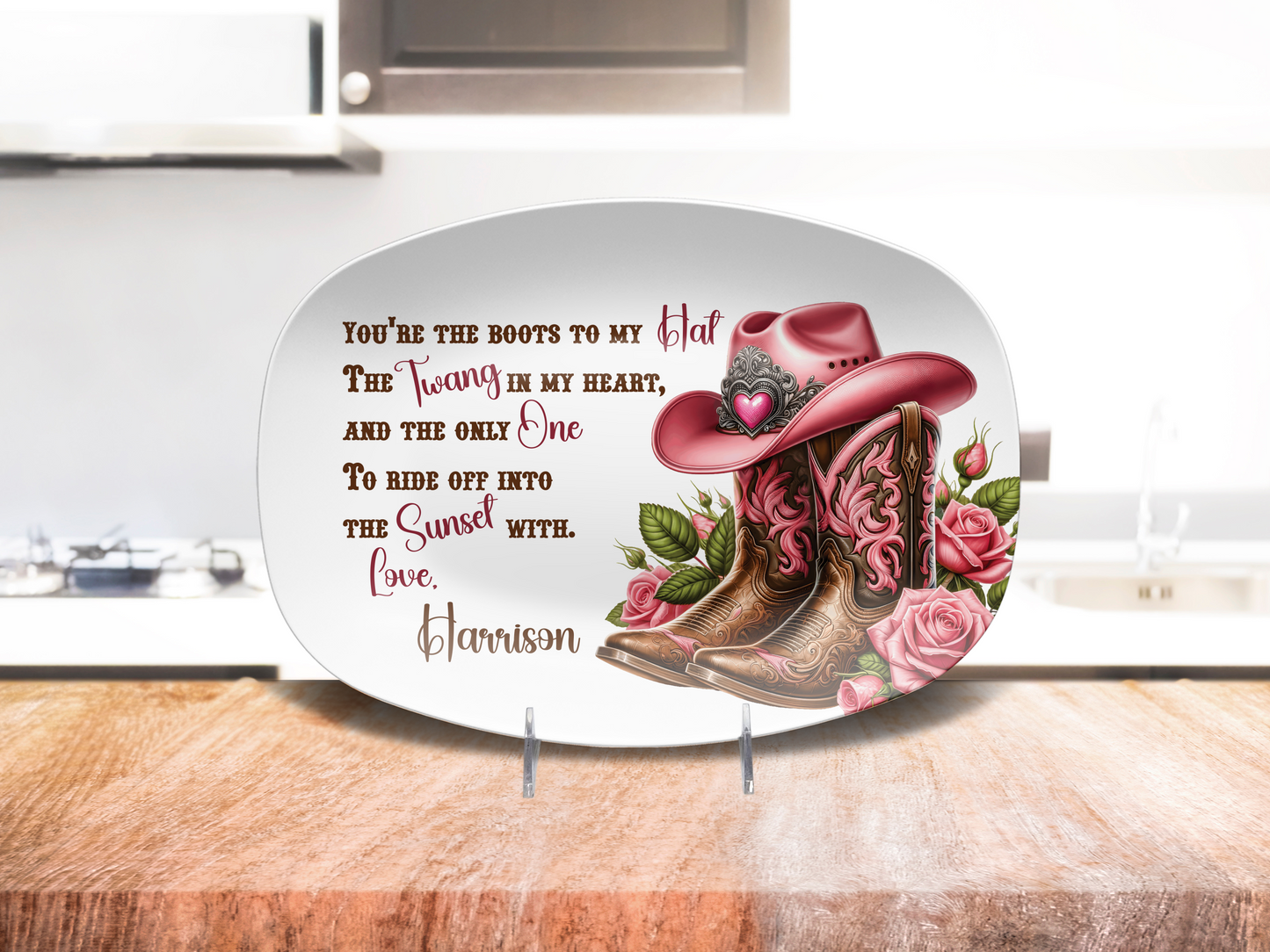 Personalised Country Boots Love Quote Plate