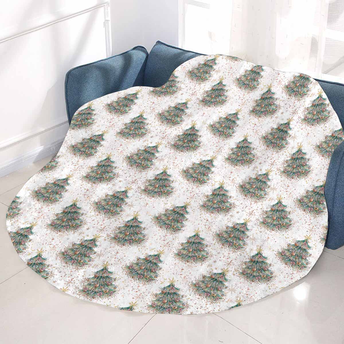 White Christmas Circular Micro Fleece Blanket 47"