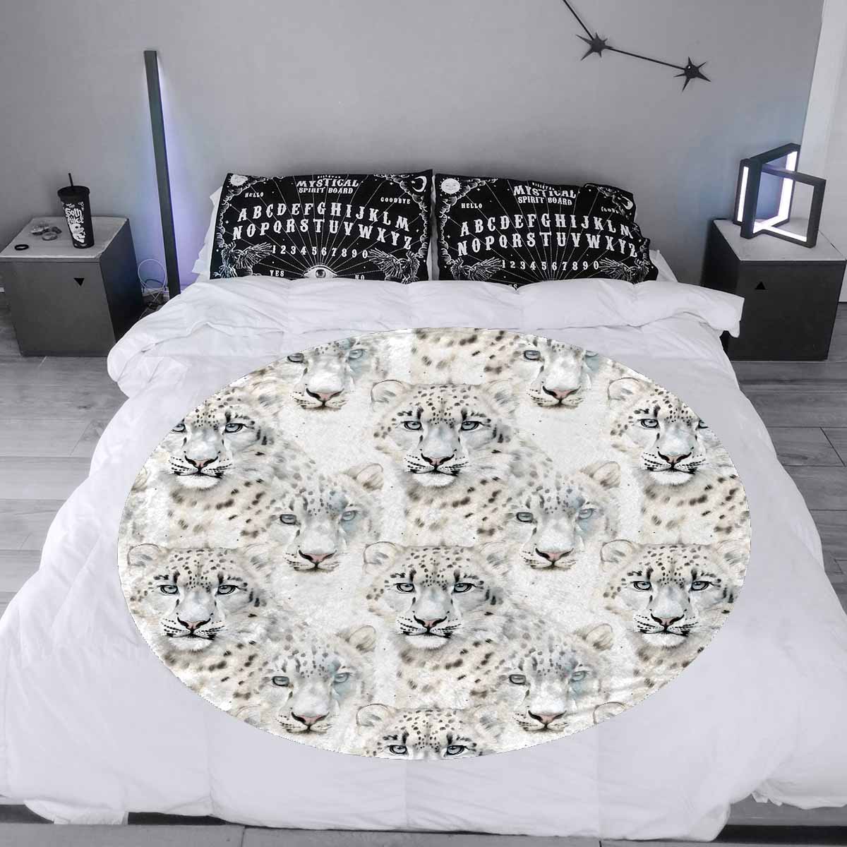 Leopard  Circular Micro Fleece Blanket 47"