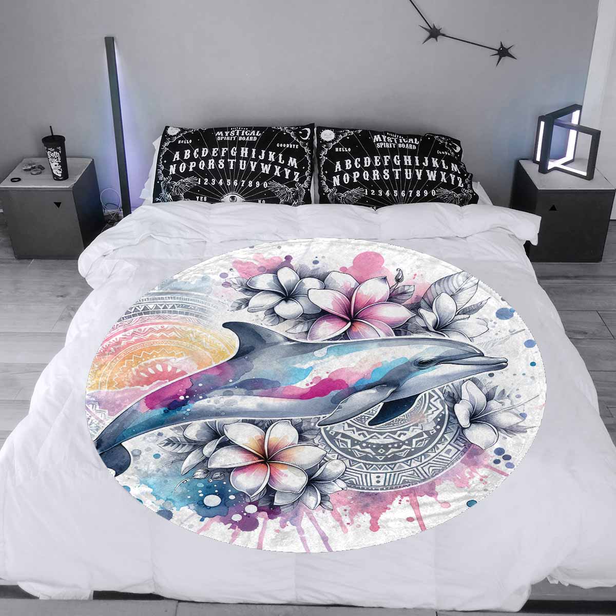 Sea_Animals_Dolphin_Awd351108  Circular Micro Fleece Blanket 47"