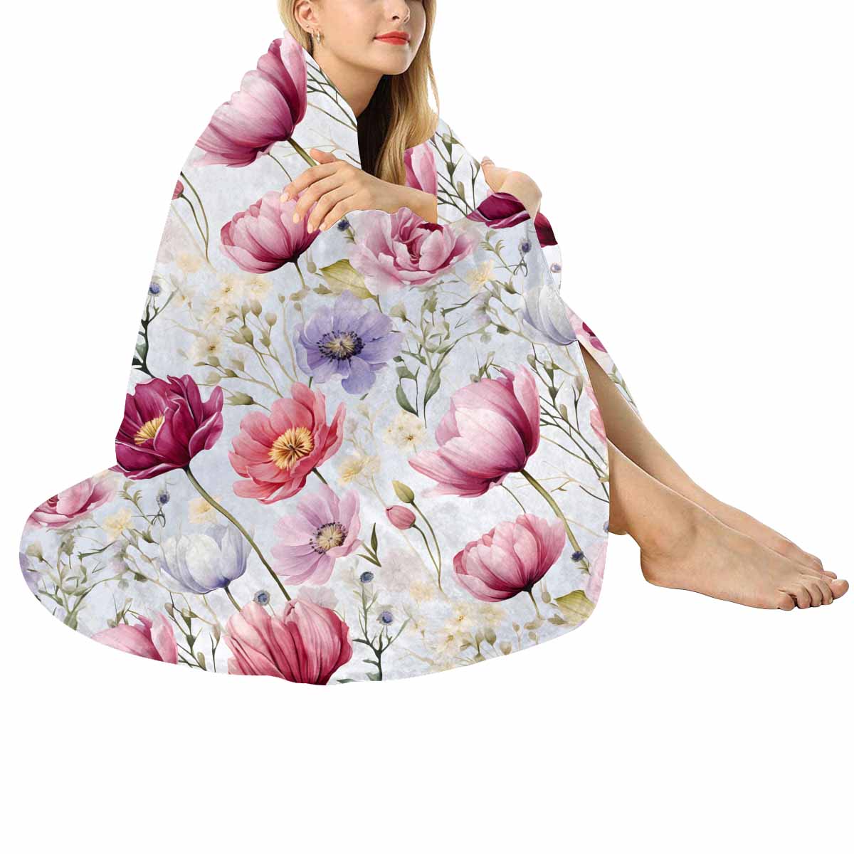 Wildflowers  Circular Micro Fleece Blanket 47"