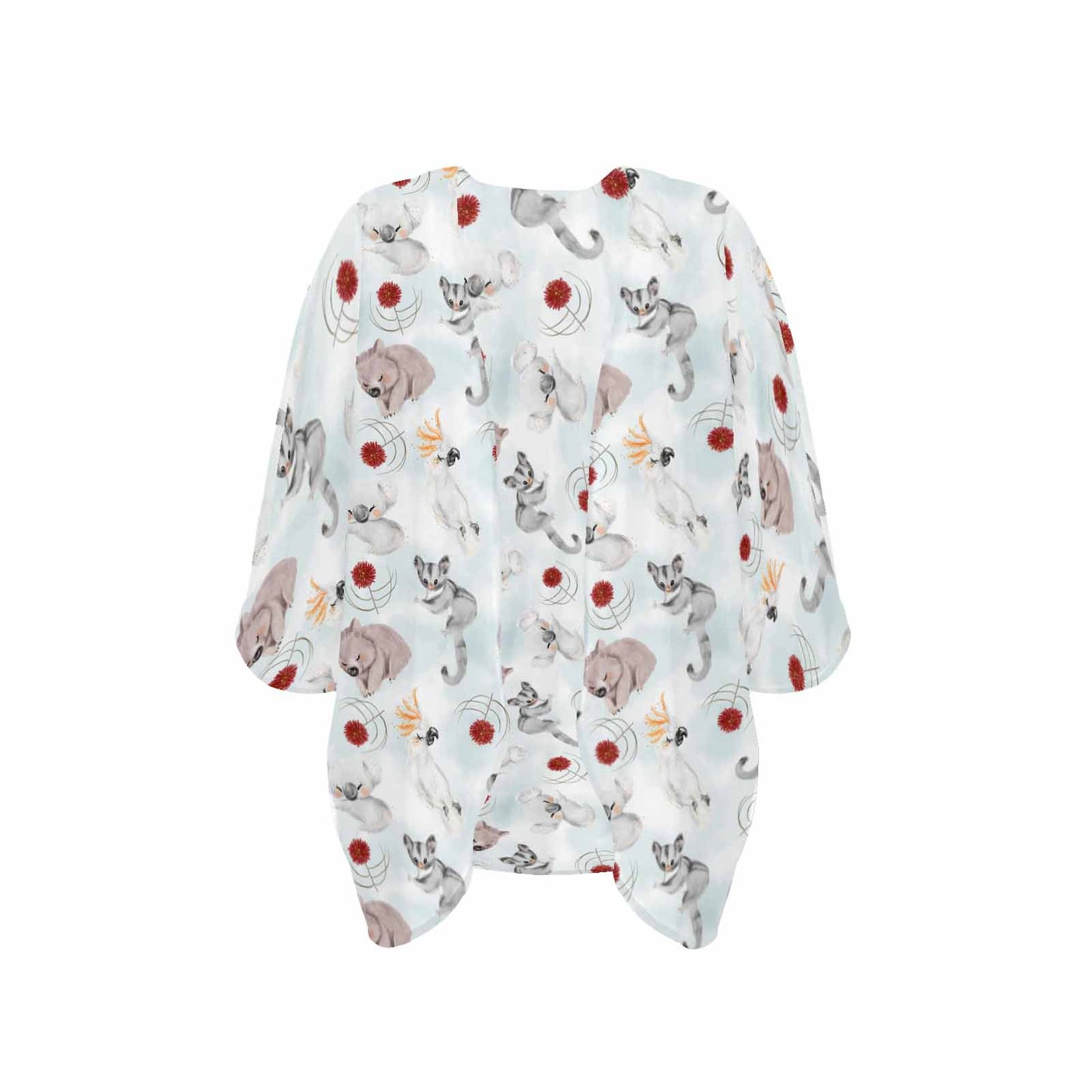 Australian Animals Koala, Sugar Glider, Wombat Women's Kimono Chiffon Cover Up