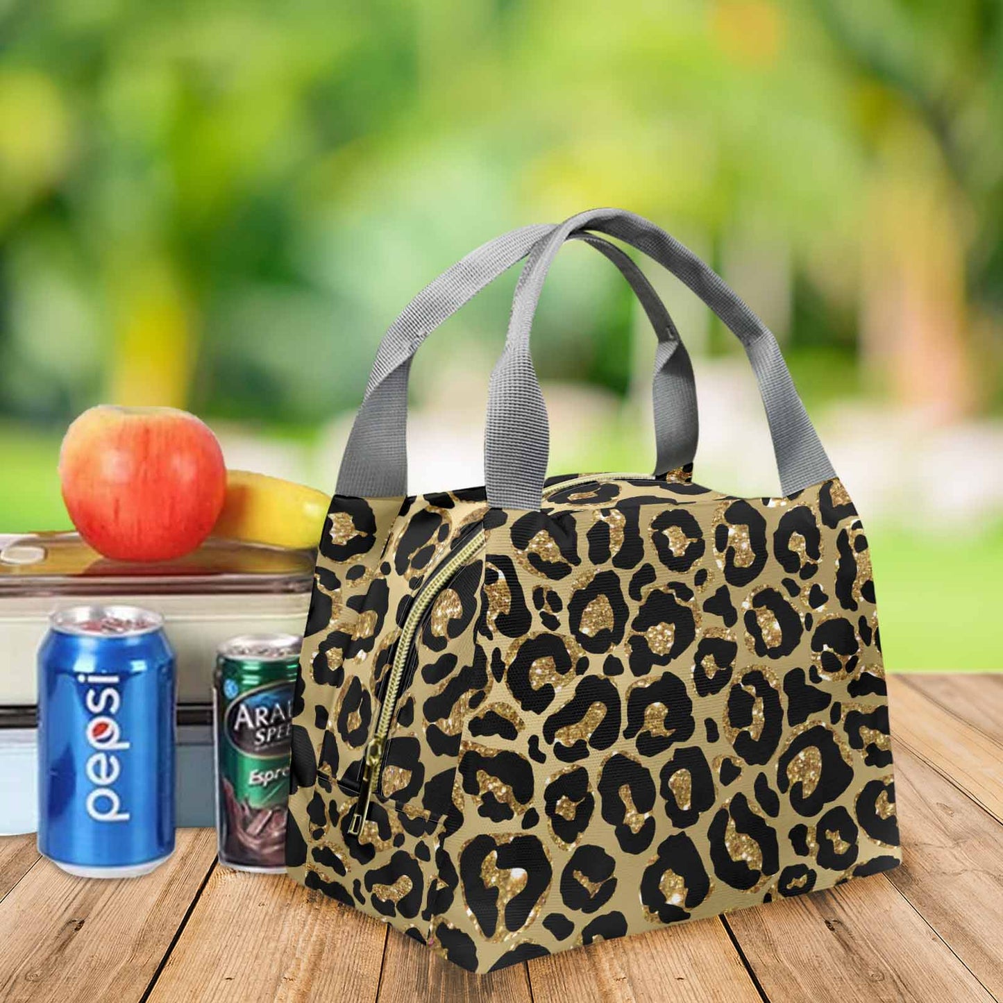 Animal print 4  Portable Lunch Bag-Grey Handle