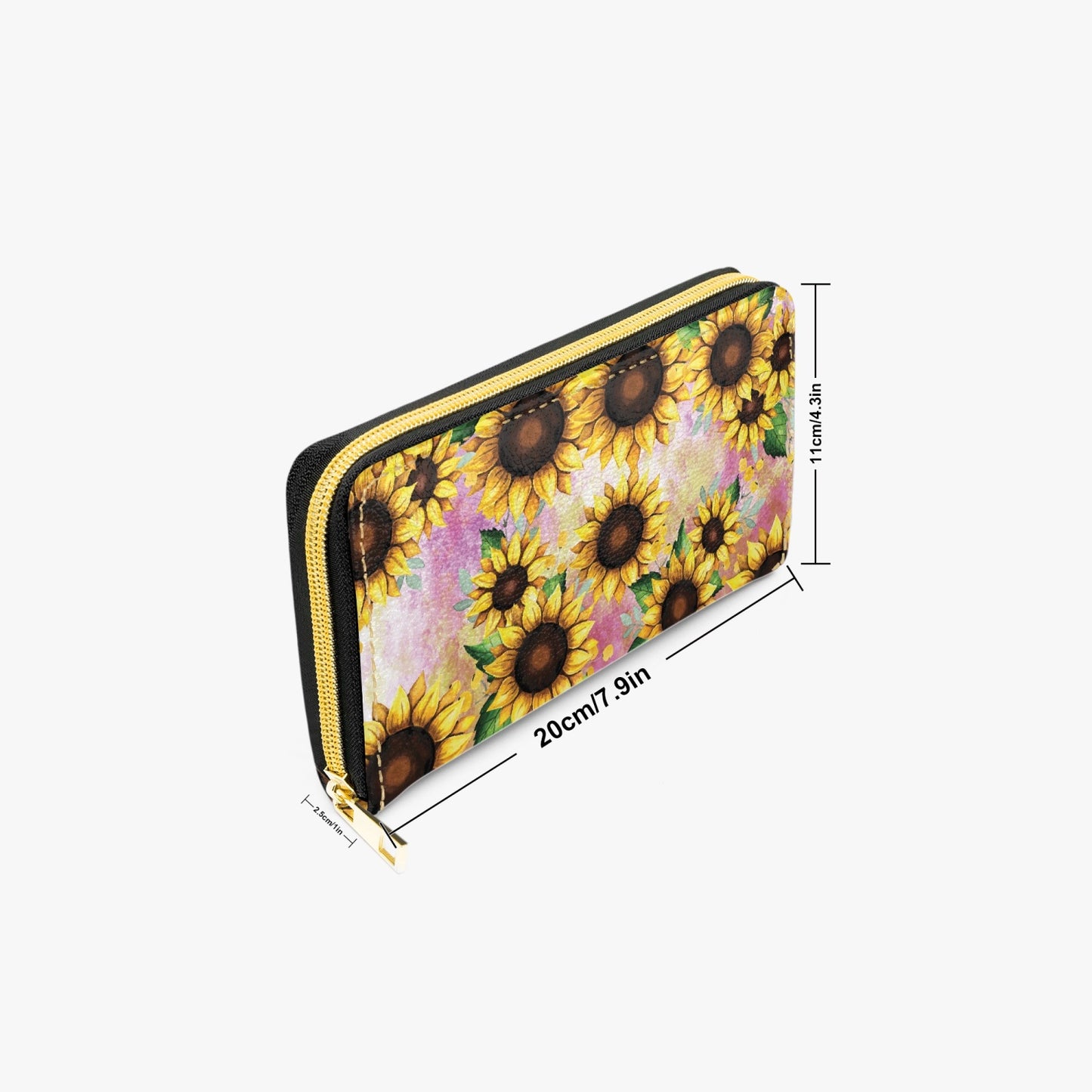 Long Type Zipper Purse, sunflowers, awd-1372