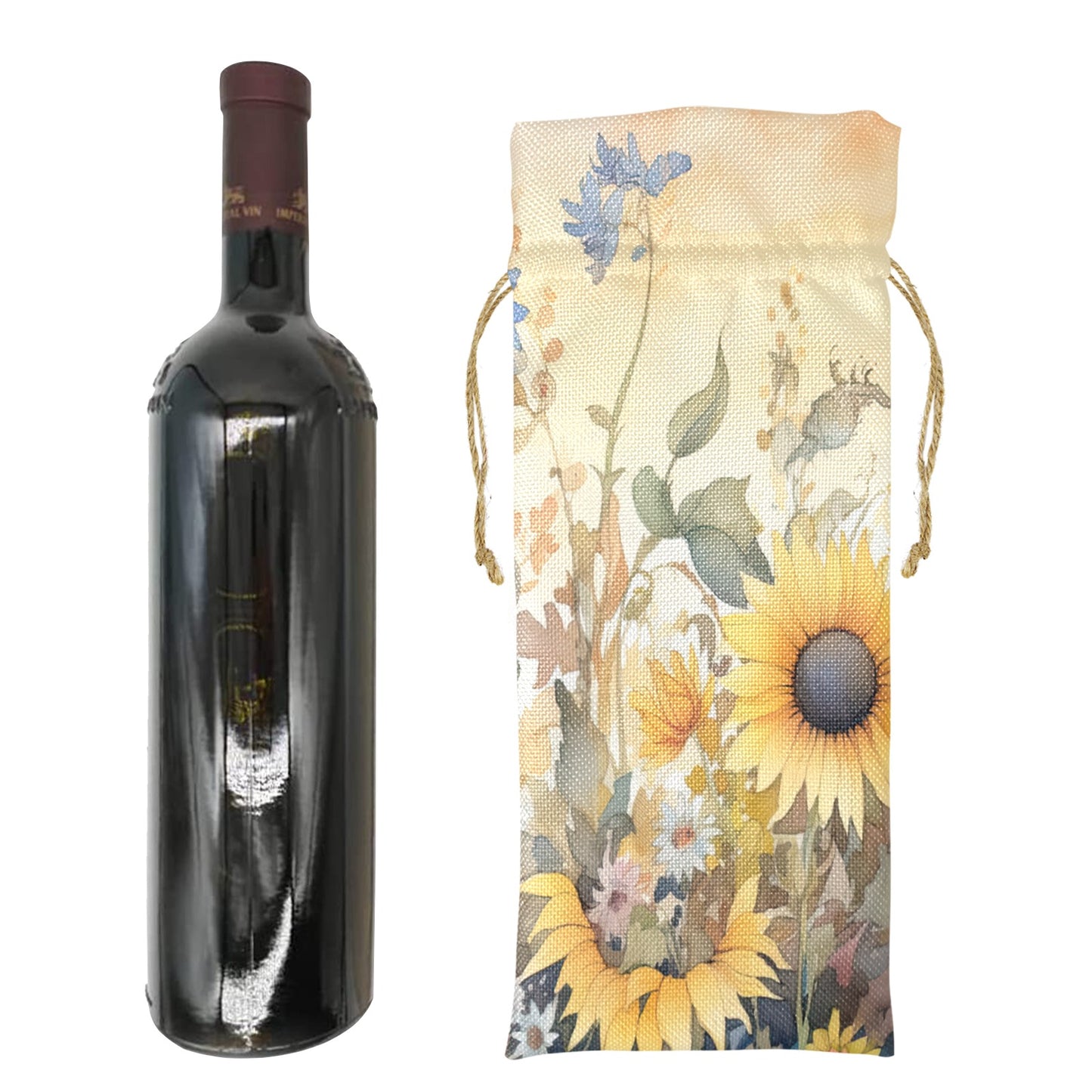 Sunflowers awd343 Linen Wine Bottle Bag