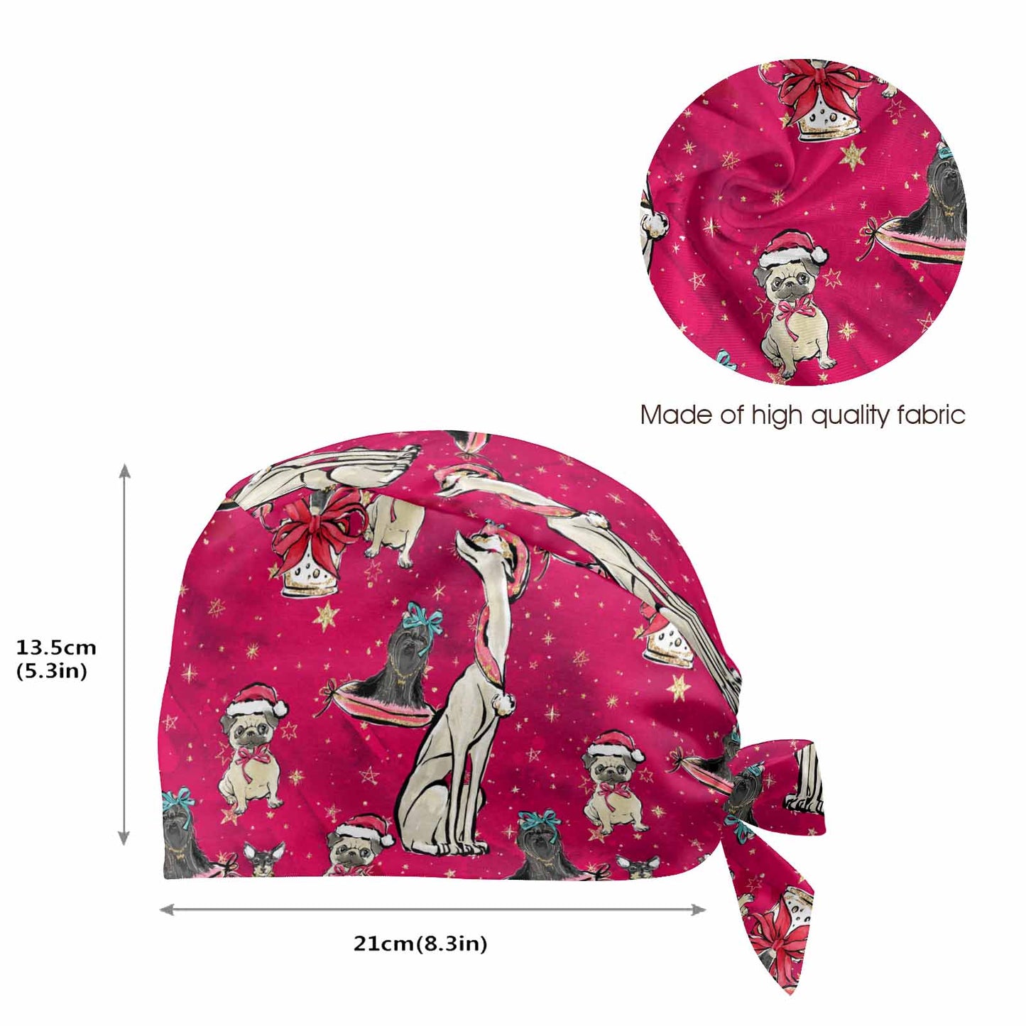 Nurse Scrub Cap Doggie Christmas Red  Scrub Cap