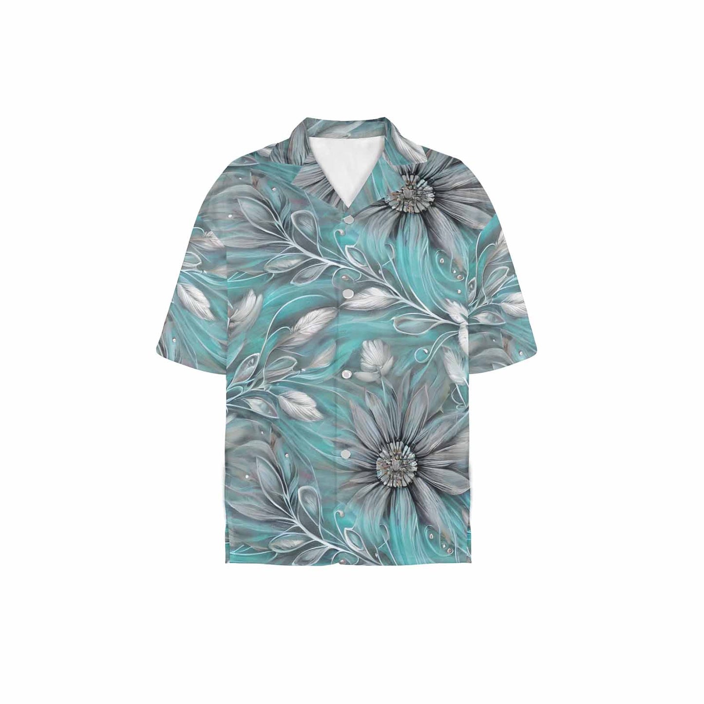 Green Elegant Floral Women's Hawaiian Shirt
