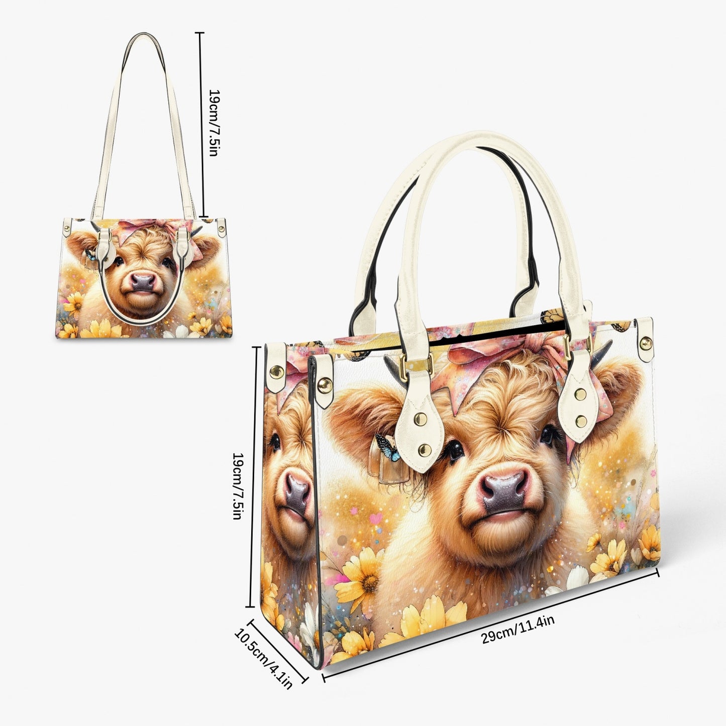 Women's Tote Bag - Long Strap Highland Cow