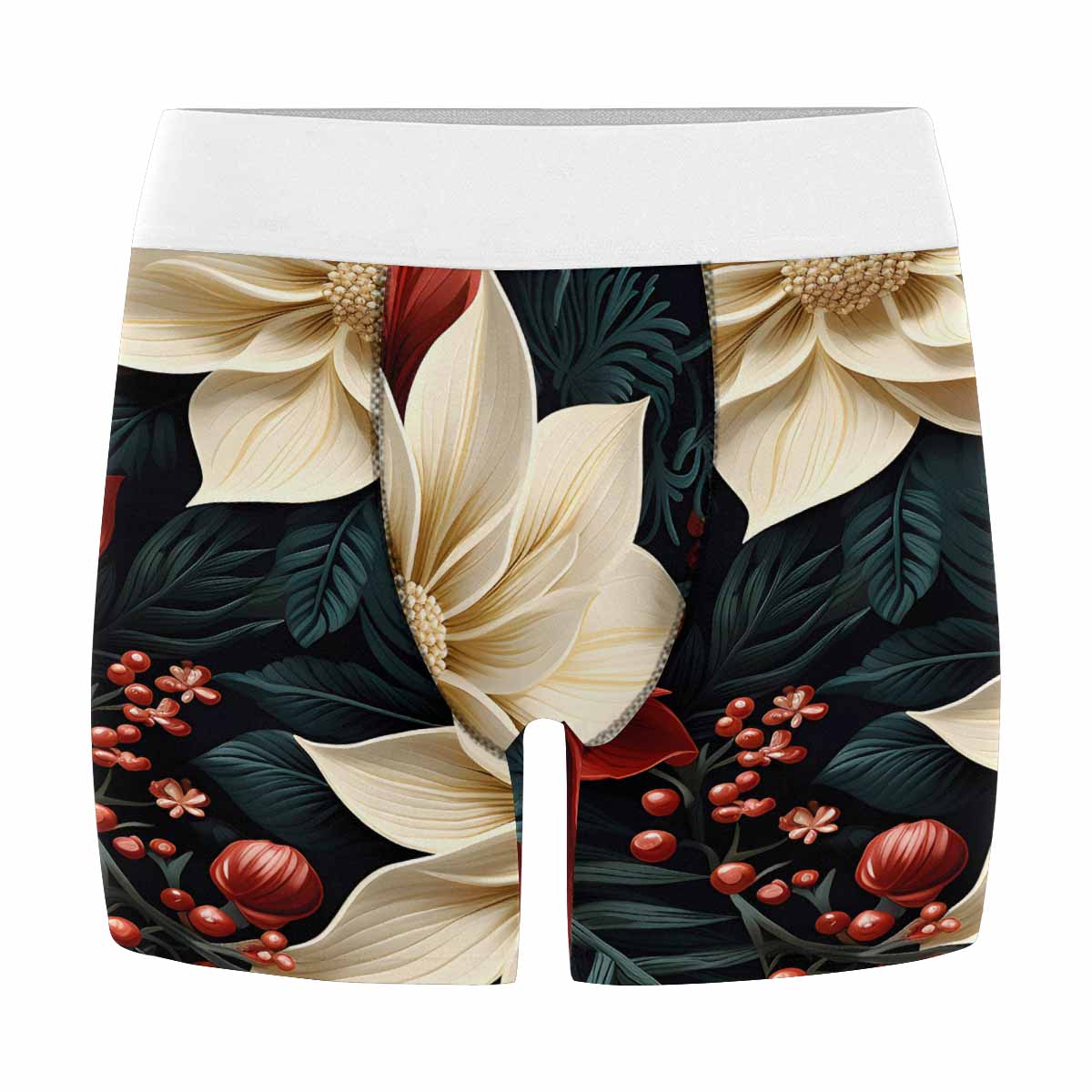 Red Poinsettia Men's All Over Print Boxer Briefs (Made In AUS)