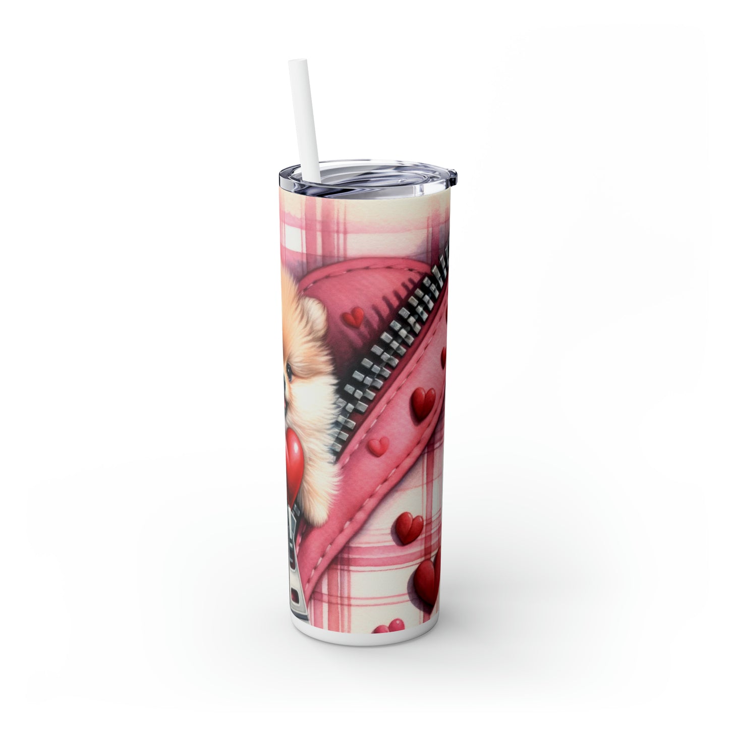 Skinny Tumbler with Straw, 20oz, Dog, Valentines Day, awd-830