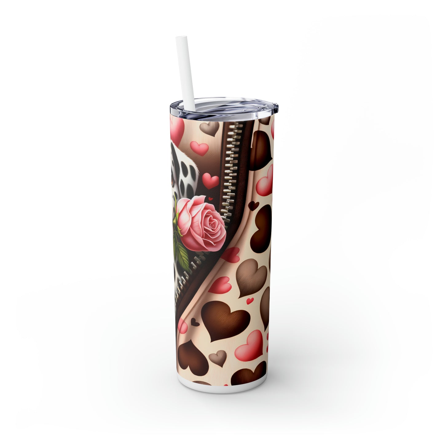 Skinny Tumbler with Straw, 20oz, Dog, Valentines Day, awd-901