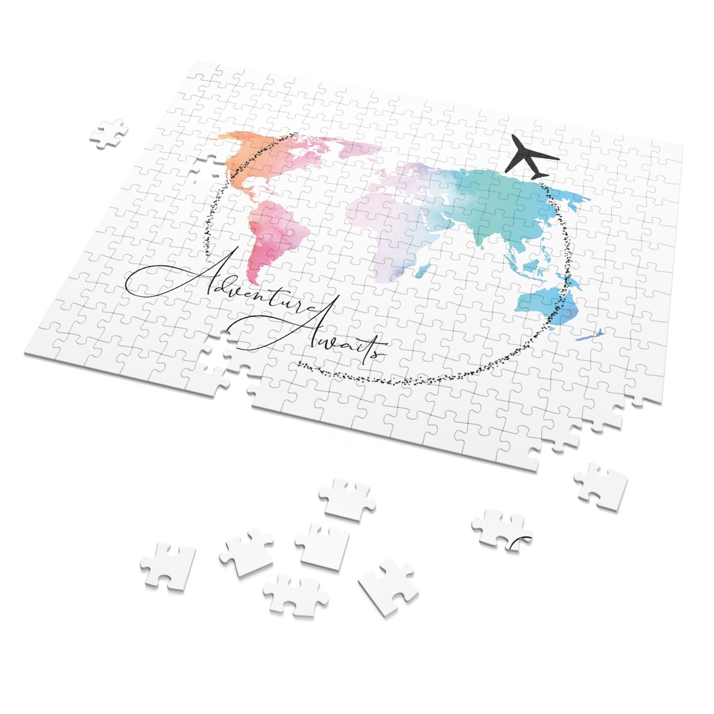 Jigsaw Puzzle, Travel, Adventure Awaits, Personalised/Non-Personalised (30, 110, 252, 500,1000-Piece)