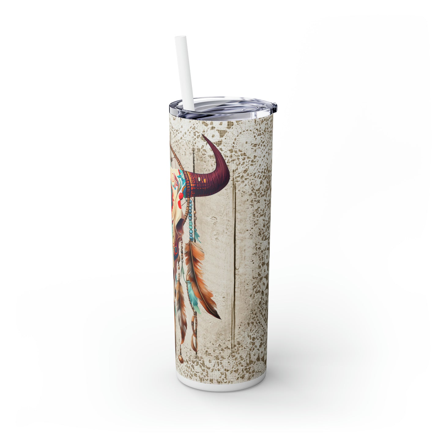 Skinny Tumbler with Straw, 20oz, Lace, Skull, Western