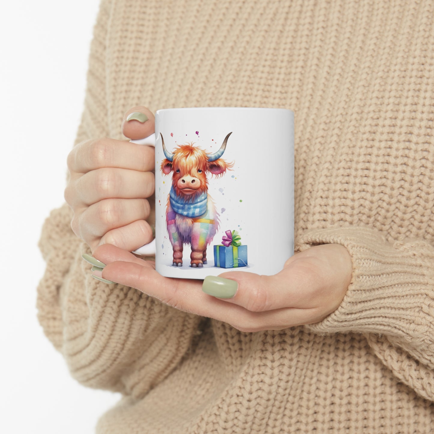 Personalised/Non Personalised Highland Cow, Ceramic Mug 11oz, Highland Cow Mug