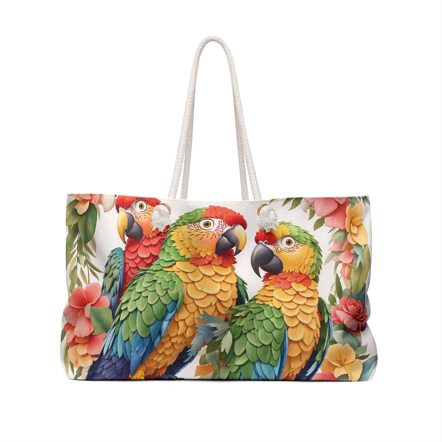 Personalised/Non-Personalised Weekender Bag, Parrots, Weekender Bag, Beach Bag, Book Bag