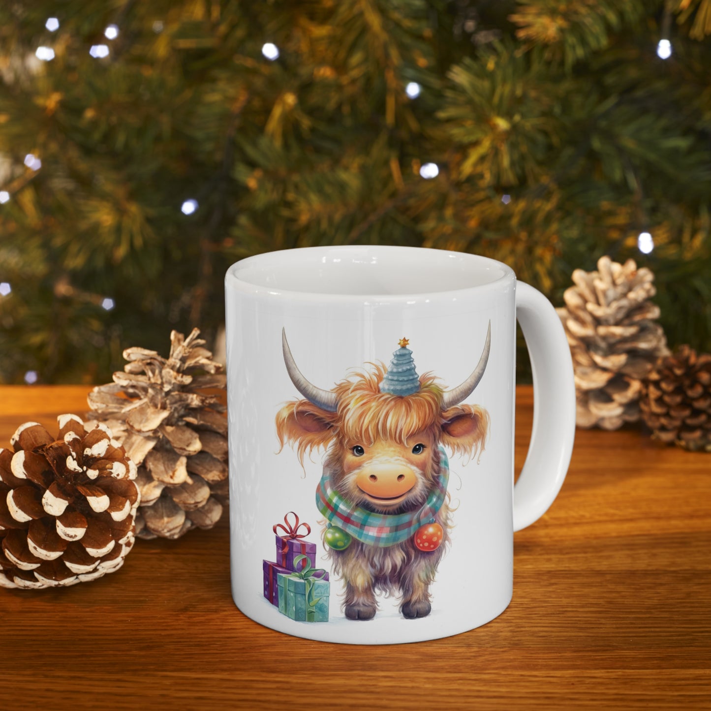 Personalised/Non Personalised Highland Cow, Ceramic Mug 11oz, Highland Cow Mug