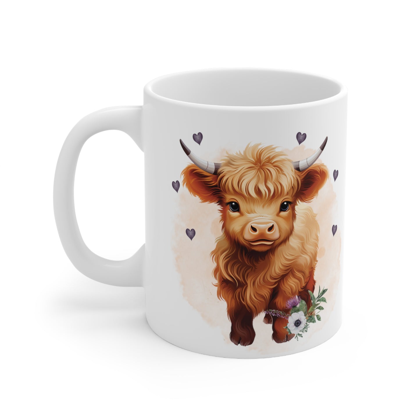 Personalised/Non Personalised Highland Cow, Ceramic Mug 11oz, Highland Cow Mug