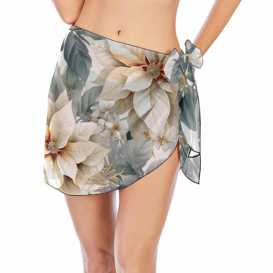 Grey Poinsettia 50  Women's Beach Sarong Wrap