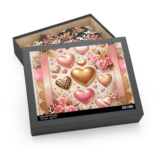 Personalised/Non-Personalised Puzzle, Hearts (120, 252, 500-Piece)