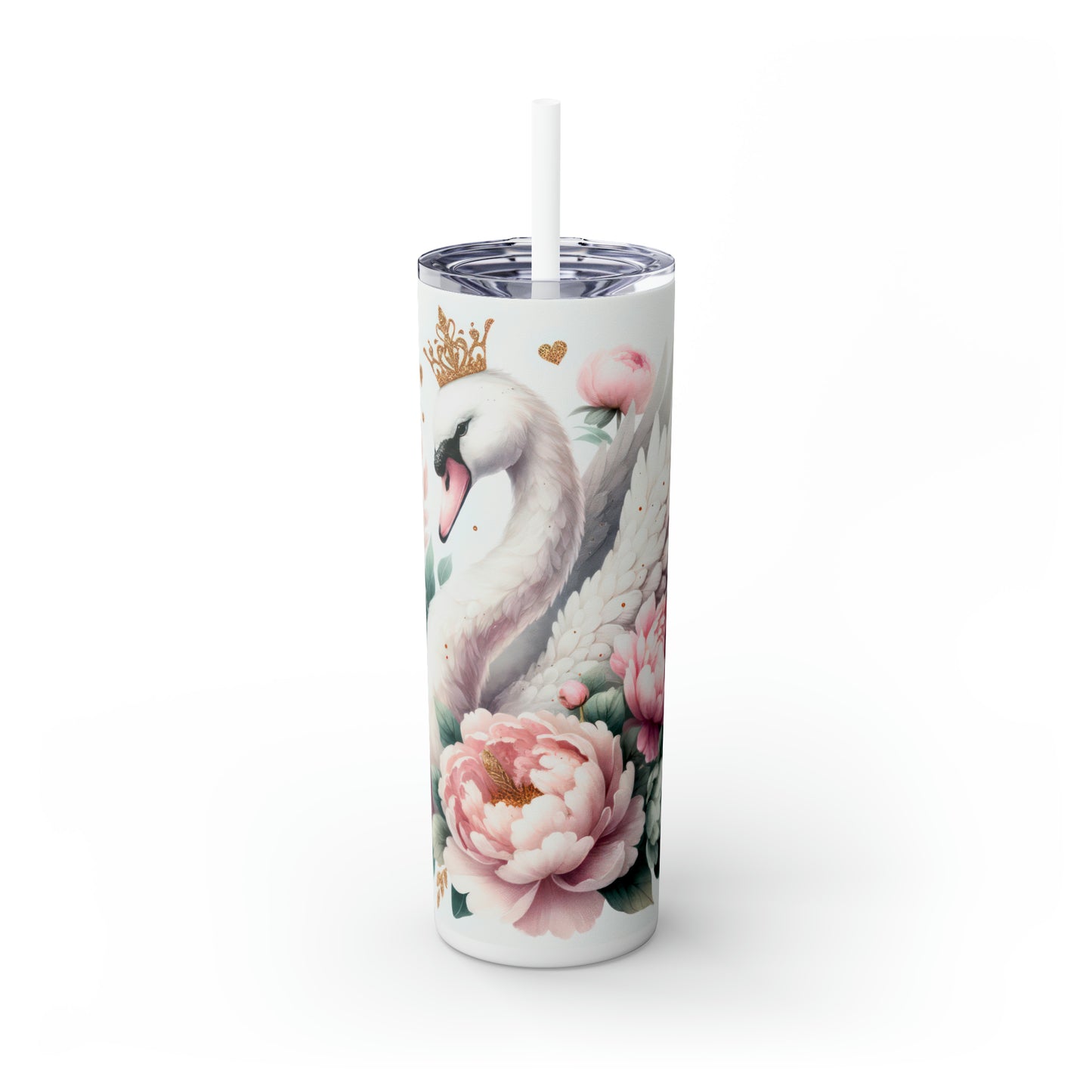 Skinny Tumbler with Straw, 20oz, Swan Princess